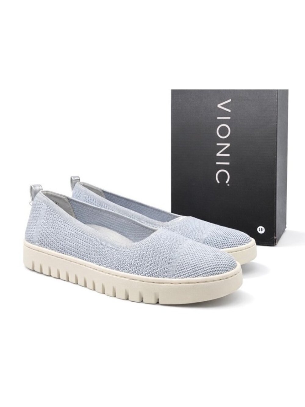 Vionic Light Blue Knit Slip-On Flats